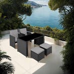 Wicker zitgroep Palermo 2+2+1 - zwart / grijs, Verzenden, Nieuw