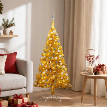 vidaXL Kunstkerstboom met verlichting en kerstballen 120 cm, Verzenden, Nieuw