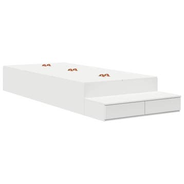 vidaXL Opbergbedframe met lade met opslag Wit 80 cm Bewerkt, Verzenden, Nieuw, Wit, Hout