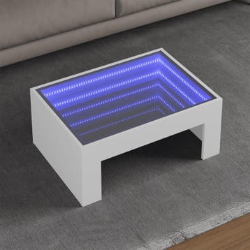 vidaXL Salontafel met Infinity LED 70x50x30 cm wit, Huis en Inrichting, Tafels | Salontafels, 50 tot 100 cm, Verzenden, Nieuw