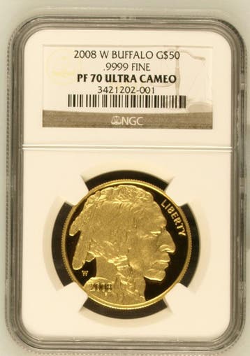 Gouden American Buffalo 1 oz 2008 NGC PF70 UCAM (TOP POP), Postzegels en Munten, Verzenden, Midden-Amerika, Losse munt, Goud