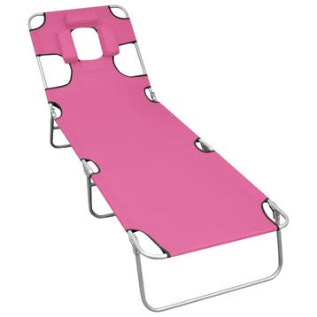 vidaXL Ligbed inklapbaar met hoofdkussen staal magenta, Verzenden, Nieuw