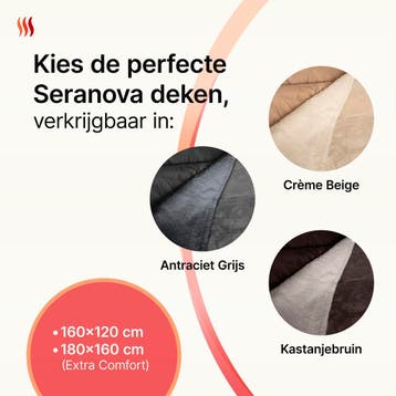 Seranova Elektrische Deken - 180x160cm - Warmtedeken - Grijs, Ophalen of Verzenden, Zo goed als nieuw