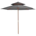 vidaXL Parasol dubbeldekker met houten paal 270 cm antraciet, Tuin en Terras, Verzenden, Nieuw, 2 tot 3 meter