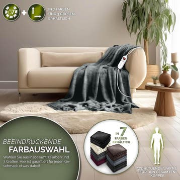 Sinnlein® Elektrische deken - Warmtedeken - 200x180cm - Grij, Verzenden, Zo goed als nieuw