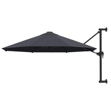 vidaXL Wandparasol met metalen paal 300 cm antraciet, Verzenden, Nieuw, 3 tot 4 meter, Muurparasol