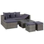 vidaXL 4-delige Loungeset met kussens poly rattan grijs, Verzenden, Nieuw, 4 zitplaatsen, Loungeset