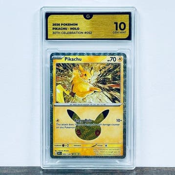 Pokémon Graded card - Pikachu Holo 052 - 30th Anniversary –, Nieuw