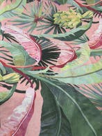 Tropische tinten 100% linnen Tropisch blad Roze achtergrond