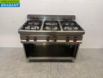 RVS Bertos 6 Pits Gasfornuis 120 cm GAS Horeca, Ophalen of Verzenden, Gebruikt