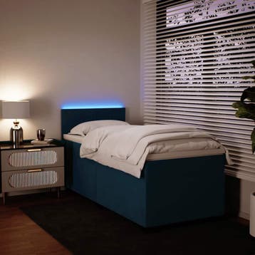 vidaXL Boxspring met matras fluweel blauw 90x190 cm, 90 cm, Eenpersoons, Nieuw, 190 cm of minder