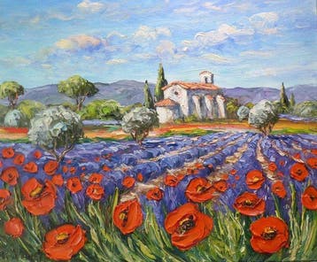 R. Vincent (1954) - Chapelle dans les Lavandes en Provence