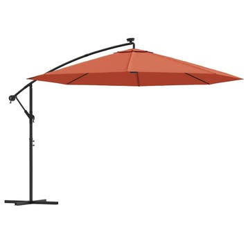 vidaXL Zweefparasol met LED-verlichting 350 cm, Verzenden, Nieuw, 3 tot 4 meter, Zweefparasol