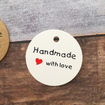 50 x stevige witte kartonnen labels handmade with love 45..., Ophalen of Verzenden, Nieuw