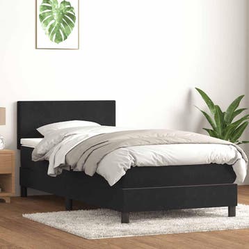 vidaXL Boxspring met matras fluweel zwart 90x210 cm, Verzenden, Nieuw, Zwart, Stof