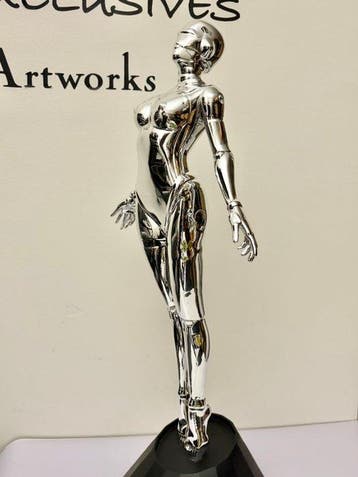 GF Exclusives - Chrome Female Robot Sculpture Artwork By: GF