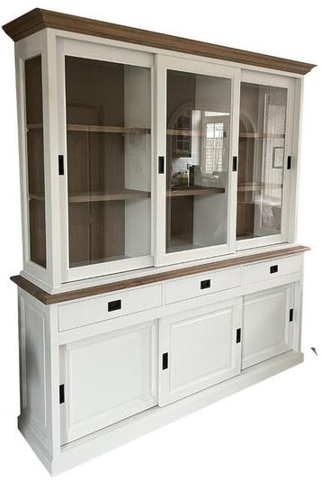Buffetkast wit-eiken lijsten/eiken interieur Jubbega 220cm, Ophalen of Verzenden, Nieuw