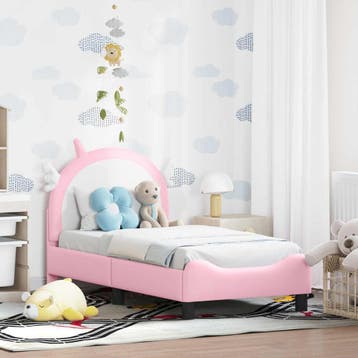 vidaXL Peuterbedframe met hoofdbord Roze 70 x 140 cm PU, Verzenden, Nieuw