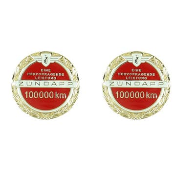 Set metalen 3D Zundapp Embelemen 50.000 en 100.000 km, Verzenden, Nieuw, Tank