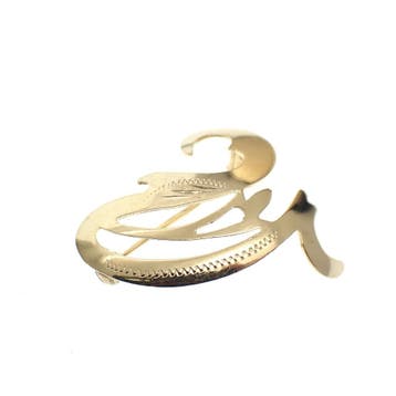 Vintage gouden broche; letter V, Ophalen of Verzenden, Gebruikt, Overige kleuren, Goud