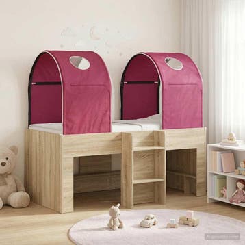 vidaXL Bed met Tunnel 3 st Sonoma en Rood Bewerkt hout, Verzenden, Nieuw, Bruin, Hout