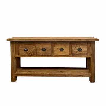 Sidetable van geborsteld teakhout -  140 cmSidetables, Huis en Inrichting, Ophalen of Verzenden, Nieuw