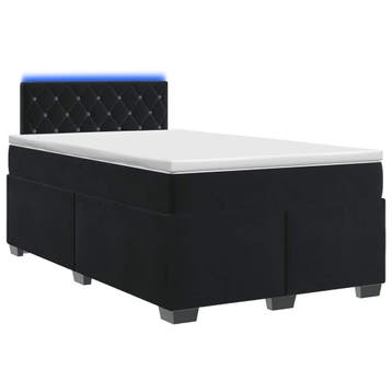 vidaXL Boxspring Bed met Matras en LED Zwart 120 x 190 cm, Huis en Inrichting, Slaapkamer | Bedden, Verzenden, Nieuw, Zwart, Stof