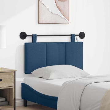 vidaXL Hangend hoofdbord Met LED-verlichting Blauw Stof, Verzenden, Nieuw, Blauw, Stof