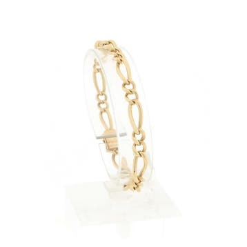 Gouden fantasie/figaro schakelarmband, Ophalen of Verzenden, Gebruikt, Overige kleuren, Goud