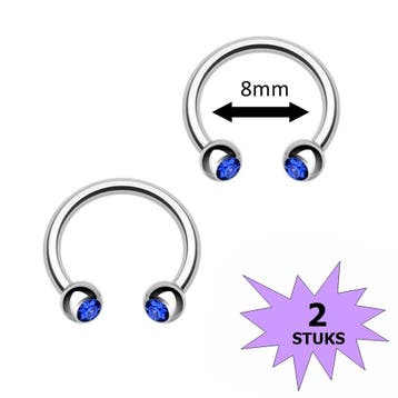 Fako Bijoux - Circular Barbell Piercing - Hoefijzer Kristal, Verzenden, Nieuw