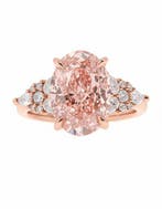 Ring - 14 karaat Roségoud - 3.60ct. tw. Roze Diamant (Fancy, Sieraden, Tassen en Uiterlijk, Ringen, Nieuw