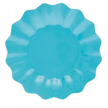 8x Turquoise diepe wegwerp bordjes van karton 21 cm - Bord.., Ophalen of Verzenden, Nieuw