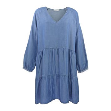 Soluzione • korte denim look jurk • 36, Kleding | Dames, Nieuw, Verzenden, Blauw, Soluzione