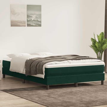 vidaXL Boxspring met matras fluweel donkergroen 160x220 cm, Verzenden, Nieuw, Groen, Stof