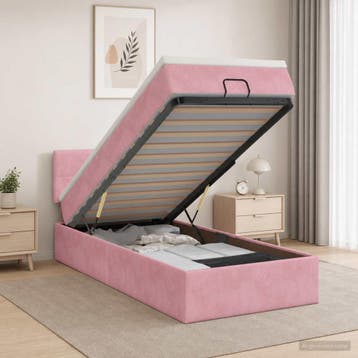 vidaXL Ottoman bed met matras met hoofdeinde Roze 90 x 200, Verzenden, Nieuw, Eenpersoons, Stof
