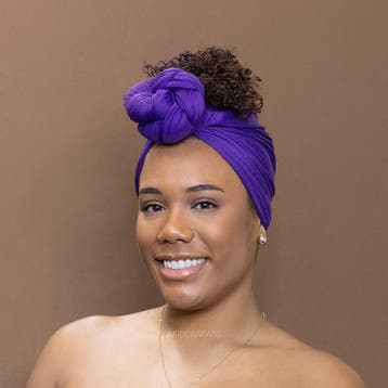 Paarse hoofddoek - Headwrap van stretchy Jersey stof, Ophalen of Verzenden, Nieuw