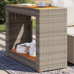 Tuinbijzettafel met houten blad 100x40x75 cm poly rattan gri, Verzenden, Nieuw