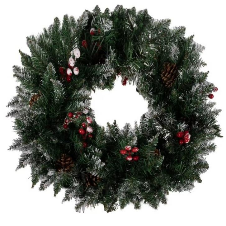 Ruhhy Besneeuwde Kerstkrans - 45 cm - Sfeervolle Deur- en..., Diversen, Kerst, Nieuw, Ophalen of Verzenden