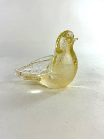 sculptuur, Uccello in Foglia dOro 24 Carati - 10.5 cm -, Antiek en Kunst