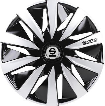 Sparco Wieldoppen Lazio - 14 inch - Zwart/Zilver, Ophalen of Verzenden, Zo goed als nieuw