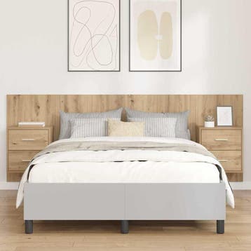vidaXL Hoofdbord Met Kast 3 st Artisan Eiken Bewerkt hout, Verzenden, Nieuw, Bruin, Hout