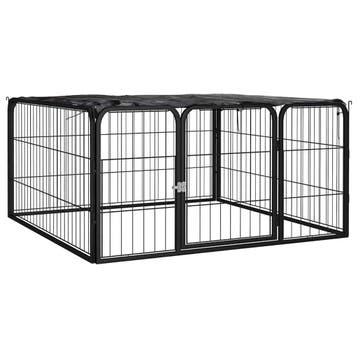 vidaXL Hondenkennel 4 panelen 100x50 cm gepoedercoat staal, Verzenden, Nieuw