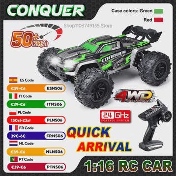 WLtoys 16102 1:16 RC Monster Truck - 50KM/H High Speed 4WD O, Verzenden, Nieuw