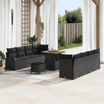 vidaXL Tuin Sofa Set met kussen met opslag 11 pcs Zwart, Verzenden, Nieuw, Rotan