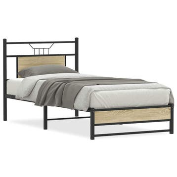 vidaXL Bedframe zonder matras hout sonoma eikenkleurig, 90 cm, Eenpersoons, Bruin, Verzenden