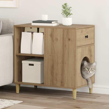 vidaXL Kattenhuis Artisanaal eiken 72 x 42,5 x 70 cm Bewerkt, Verzenden, Nieuw