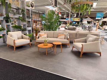 Suns Bellano loungeset Natural Gravel/Teak (5-delig) -, Verzenden, Zo goed als nieuw, Hout, Loungeset