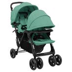 vidaXL Tweelingkinderwagen tandem staal groen, Kinderen en Baby's, Kinderwagens en Combinaties, Verzenden, Nieuw