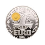 Zilveren 200 euro munt met 2 gram goud 5 troy ounce, Verzenden