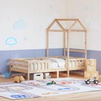 vidaXL Bedframe met huisje massief grenenhout 100x200 cm, Huis en Inrichting, 100 cm, Eenpersoons, Bruin, Verzenden